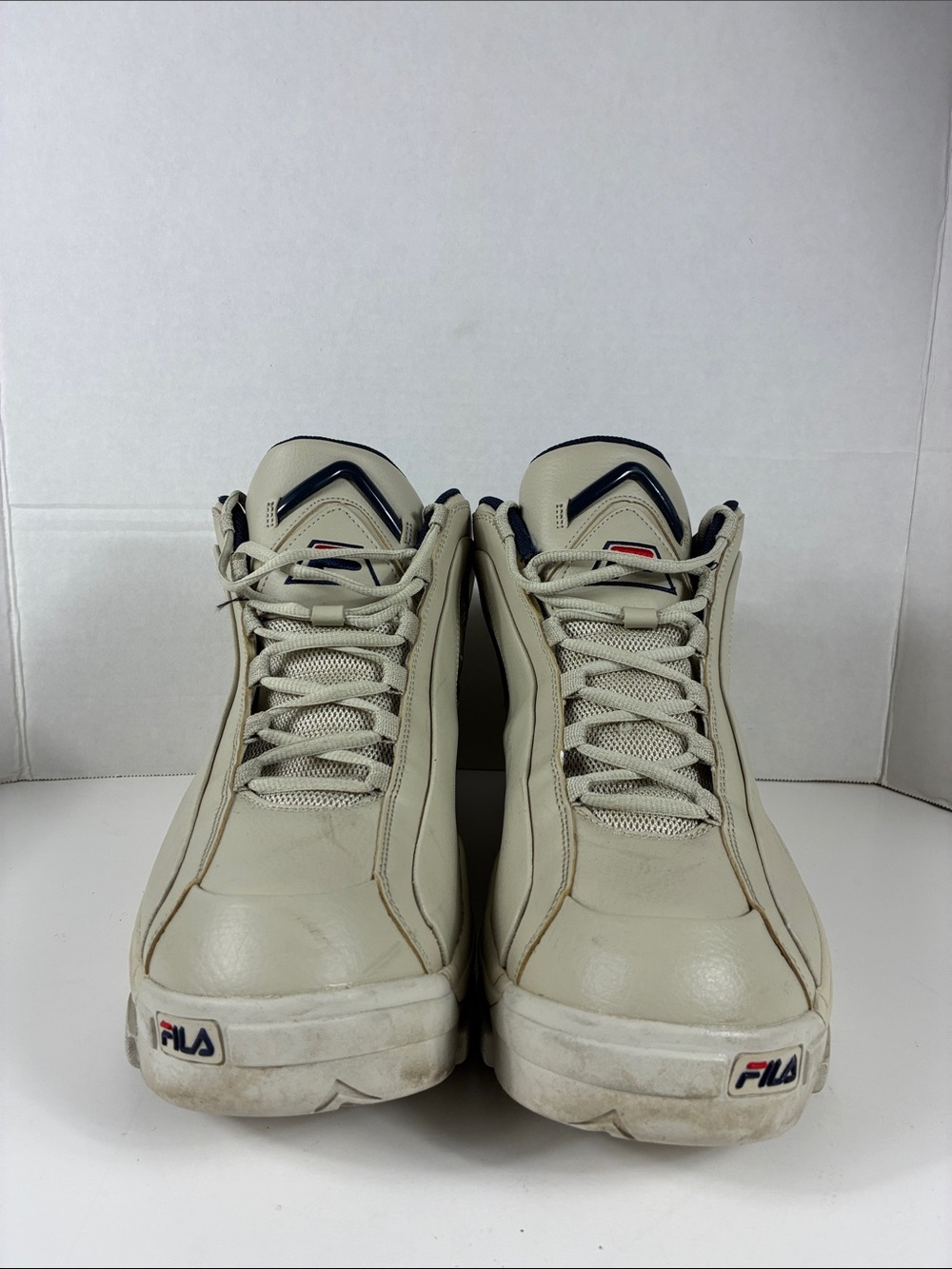 Fila Cream High-Top Men's Sneakers with Navy Accents Size 15